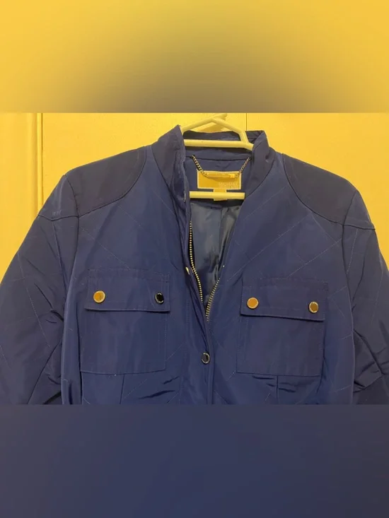 Michael Kors Women's Belted Utility Jacket in Royal Blue - Picture 2 of 3